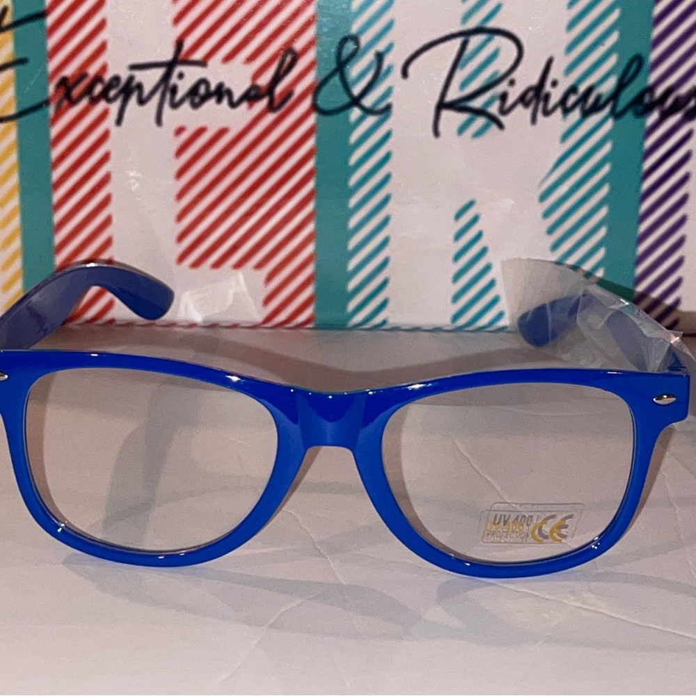 Royal Blue Nerdy Style Fashion Glasses